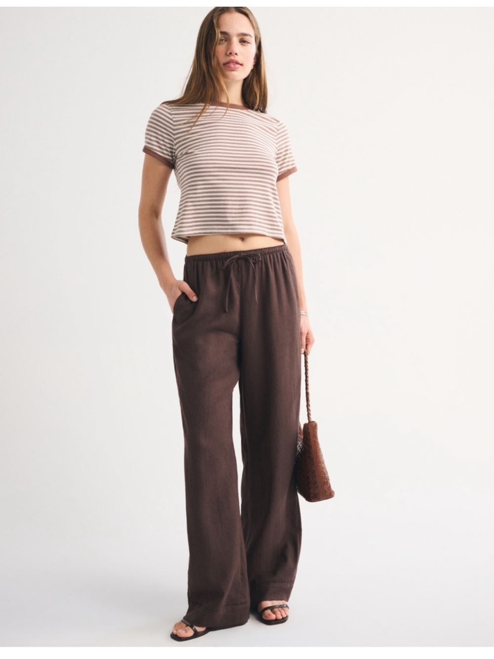 Abercrombie & fitch Gemma linen blend wide leg pull-on pant